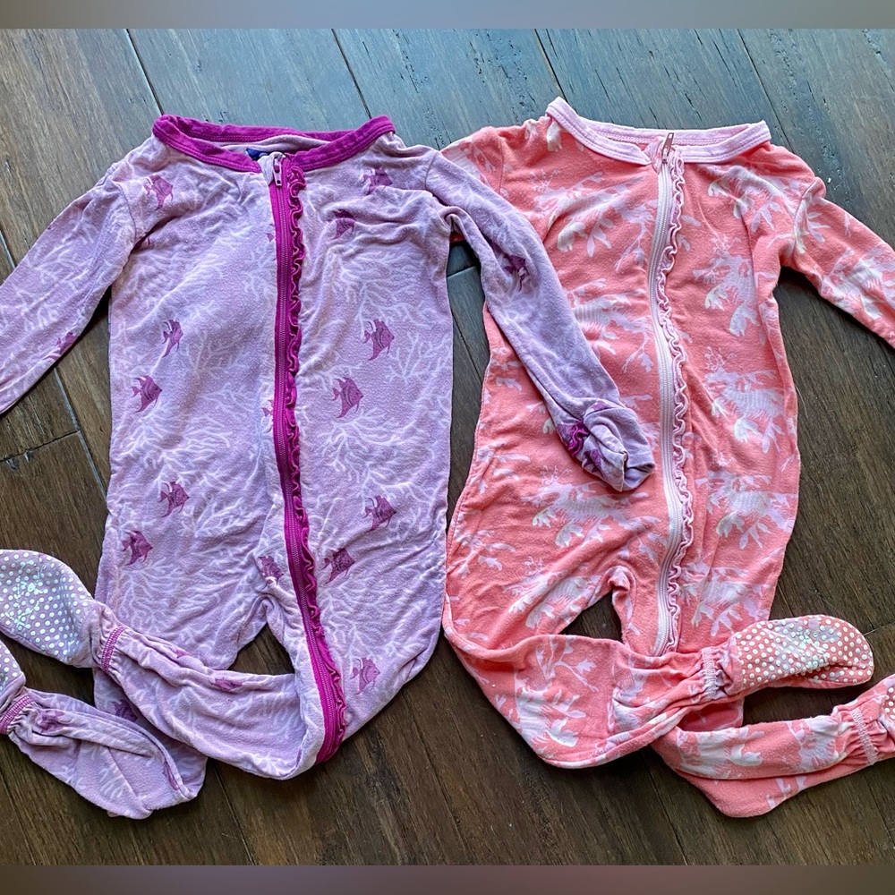 Kickee Pants ruffle footie PJs lot size 12-18 months